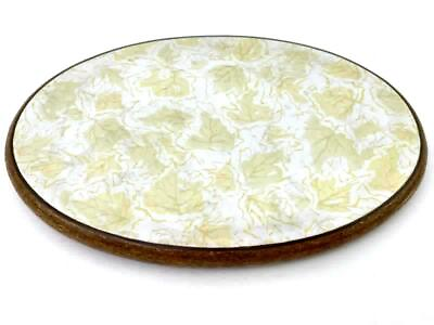 #ad Oval Wood And Formica Trivet Yellow Leaves On White $3.99