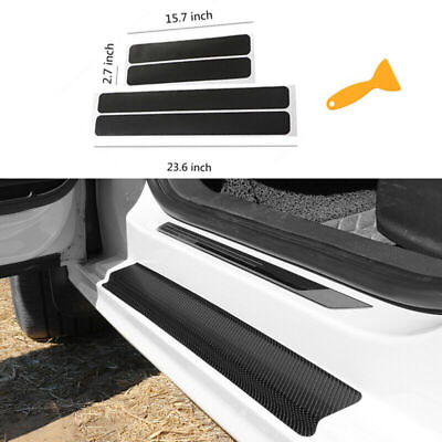 #ad Auto Accessories 5D Carbon Fiber Vinyl Glossy Car Scuff Plate Door Sill Stickers $22.99