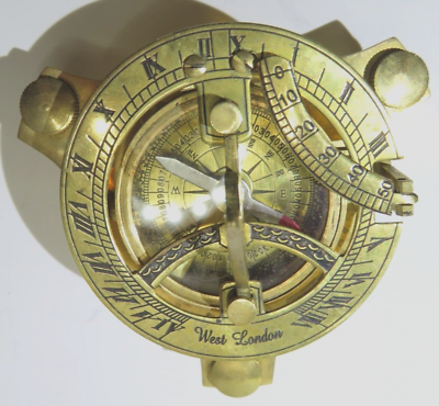#ad Maritime Nautical Brass West London Sundial Compass Adjustable Legs 2.5quot; Dia $13.50
