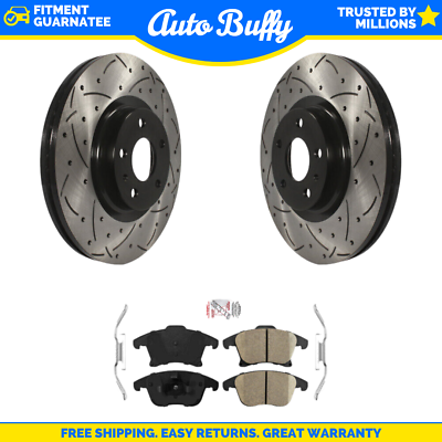 #ad #ad Front Drilled Slot Brake Rotor Integrally Molded Pad Kit For Ford Fusion Lincoln $178.95