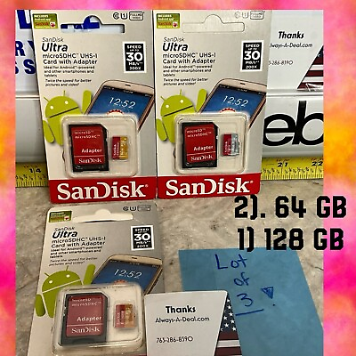 #ad SanDisk ULTRA MicroSDHC UHS I CARD LOT #2 64GB amp; 128 GB LOT3 Thumb Drive ANDROID $19.74