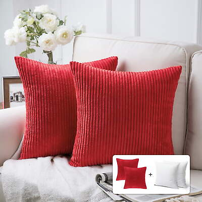#ad Fluffy Corduroy Velvet Solid Color Suqare Cusion Accent Decorative Throw Pillow $28.99