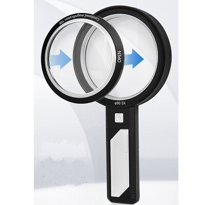 #ad 5X 10X 15X Microscope Magnifying Glass HandHeld Reading Magnifier With 8 LED UV C $20.99