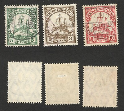 #ad SOUTH WEST AFRICA GERMANY COLONY SUDWESTAFRIKA 3 USED STAMPS 1906 1907. $9.95