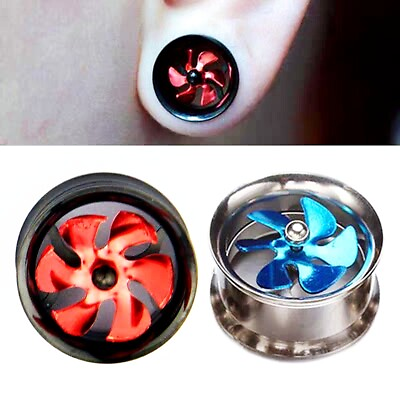 #ad 2pc Rotary Windmill Ear Plug Double Saddle Flared Screw Fit Flesh Tunnel 8 20mm $4.89
