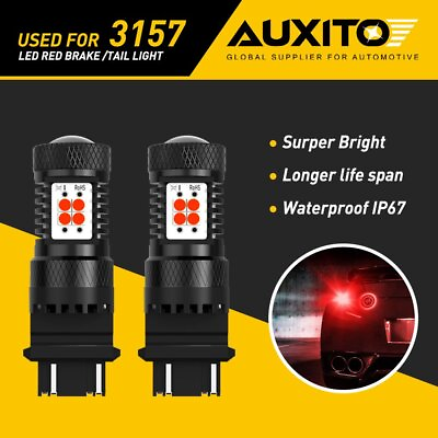 #ad AUXITO 3157 3057 3156 14SMD RED LED Stop Brake Tail Turn Signal Light Bulbs T25 $14.99