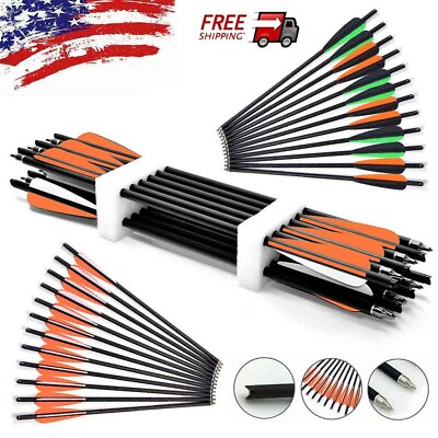 US 20 Inch Hunting Crossbow Bolts Mix Carbon Arrows 12PCS Archery Crossbow NEW $24.95