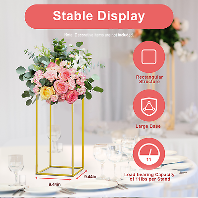 #ad 10x Flower Vase Column Stand Metal Road Lead Pillar Wedding Party Backdrop Gold $95.95
