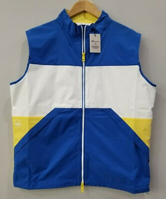 #ad Peter Millar $168 Crown Sailing Full Zip Blue Golf Vest Jacket Men#x27;s Large $59.99