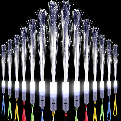 #ad 50 Pcs White Fiber Optic Wands Bulk LED Light Glow Sticks with 3 Modes Long Flas $54.64
