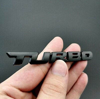 #ad 2x Metal TURBO Logo Emblem Badge 3D Stickers Decal Decor Black Car Accessories $5.00