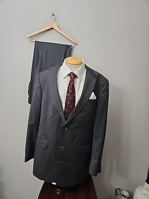 #ad Hart Shaffner Marx Suit 44L Charcoal Pinstripe $125.00