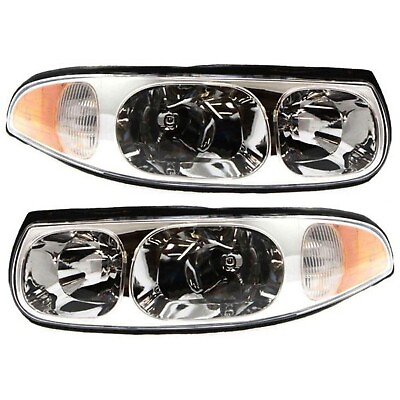 #ad Headlight Set For 2000 2005 Buick LeSabre Left and Right With Corner Light Hole $145.17