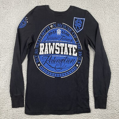 #ad Raw State by Affliction Men’s Medium Black Blue Thermal Double Sided Redemption $14.99