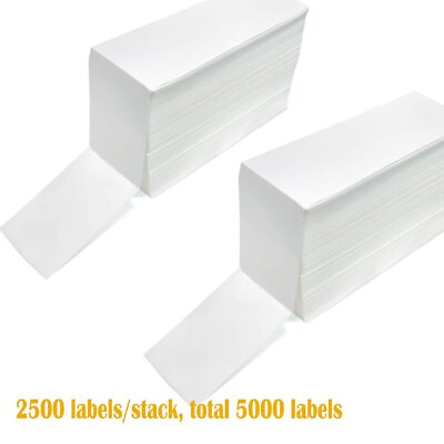 #ad 2 Stacks 5000 Fanfold 4quot; x 6quot; Direct Thermal Ship Labels Adhesive for Zebra 2844 $73.96