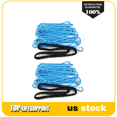 #ad Blue 1 4quot;X 50ft Winch Synthetic Rope 10000 LBs Recovery W Thimble Sleeve 2pcs $32.59