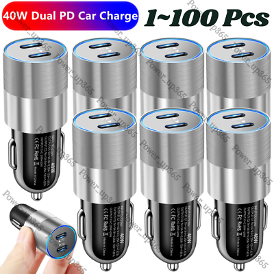 #ad Dual USB C Type C PD Fast 40W Car Charger Adapter Lot For iPhone 15 iPad Android $109.12