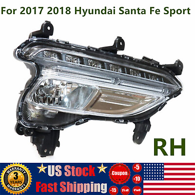 #ad Right Passenger Side LED DRL Fog Light Lamp Fit 2017 2018 Hyundai Santa Fe Sport $97.76