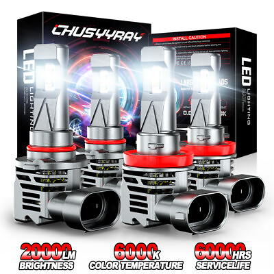 #ad For 2007 2014 Chevy Suburban Tahoe 4x 6000k LED Headlight Light Bulbs Kits $49.39