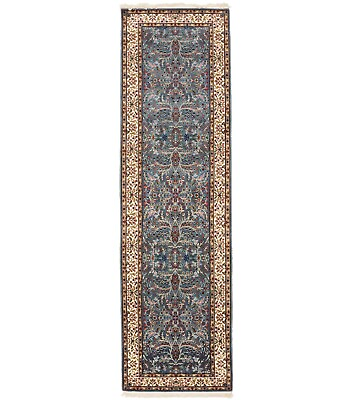 #ad Blue Handmade Classic Floral 2#x27;9X9#x27;7 Kitchen Oriental Runner Rug Kirman Carpet $724.27