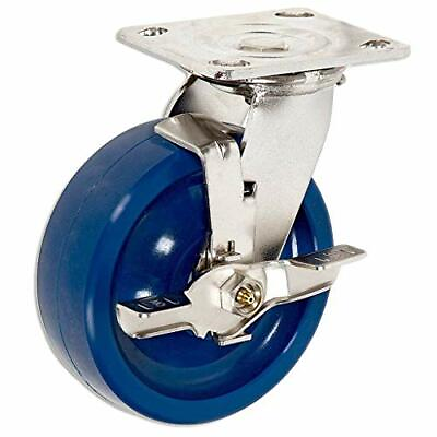 #ad 6quot; Stainless Steel Swivel Caster with Brake Blue Solid Poly Wheel 1200 Lbs C $101.99