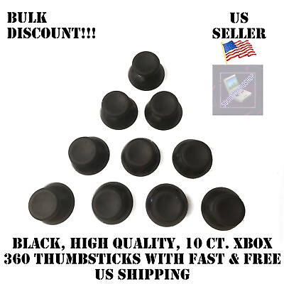 #ad 10 Black Microsoft Xbox 360 amp; Original Xbox Replacement Analog Game Thumb Sticks $6.49