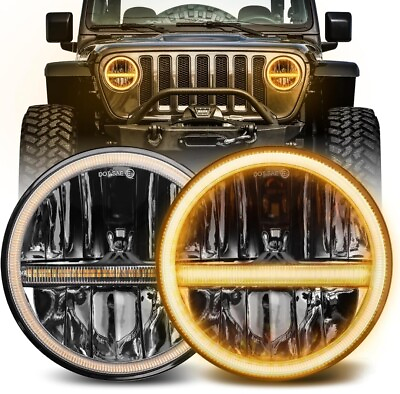 #ad 7 Inch round Led Headlight for Wrangler Cj Jk Tj Motorcycle Offroad Vehicl $100.00