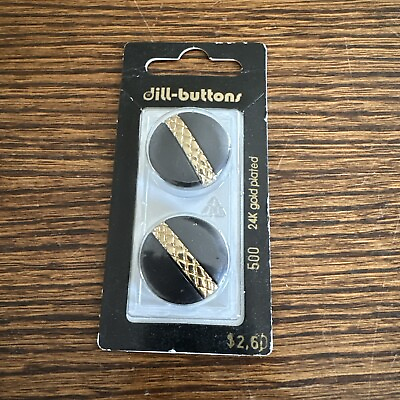 #ad New Vtg 2 PK Dill Buttons 24K Gold Plated #500 7 8” 23MM Made in Germany $10.71