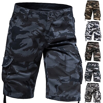 #ad Men#x27;s Summer Multi Pocket Cargo Shorts Mens Casual Loose Camouflage Cargo Shorts $18.70