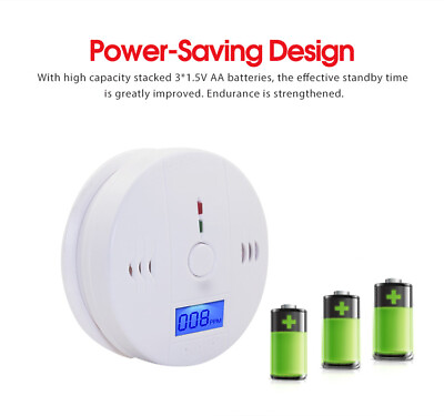 LCD Combination CO Carbon Monoxide Gas Detector Alarm Battery Operated Home $9.60