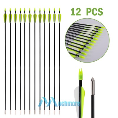 #ad 12Pcs 31 inch Fiberglass Arrows Spine 700 Archery Hunting For Compound amp; Recurve $28.99