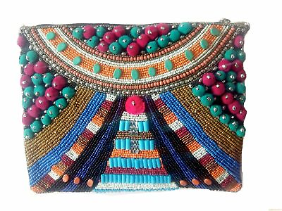 #ad New Evening Vintage Handmade Clutch Indian Banjara Beads Ipad Sling Purse Bag $49.32