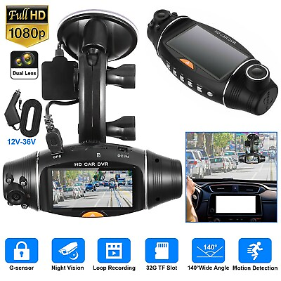 #ad Dual Lens Car DVR Vehicle Dash Camera Video Recorder GPS G sensor Night Vision $55.35
