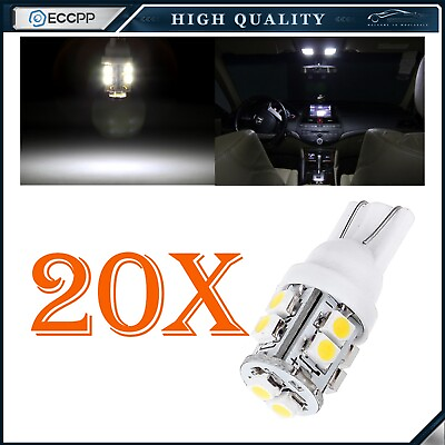 #ad 20PCS T10 Ultra White 194 2825 W5W 10 SMD LED Wedge Interior Light Lamp Bulbs $9.81
