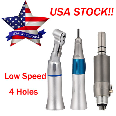 #ad Dental Low Slow Speed Handpiece Contra Angle Straight Air Motor E type 4 Holes $43.99