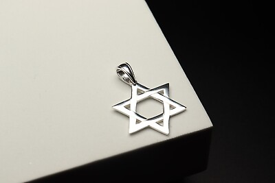 #ad Solid 925 Sterling Silver Large Star of David Jewish Pendant $19.99
