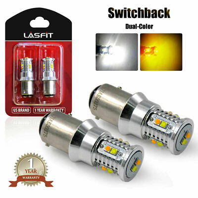 #ad Lasfit 1157 Amber White Switchback LED Turn Signal Light Bulb 1157A 2357 3497 $19.99