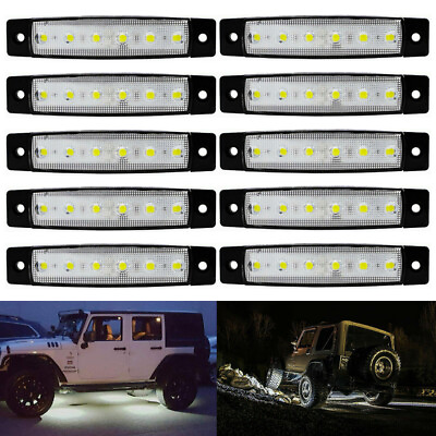 #ad 10pc White Strip LED Underbody Rock Light for Jeep ATV Truck Underglow 12V Clear $12.99