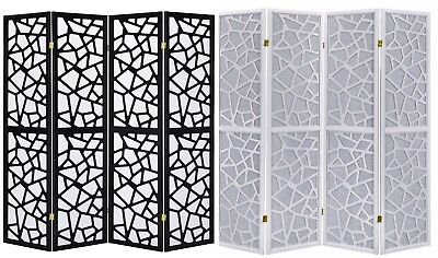 #ad 3 or 4 Panel Room Divider Privacy Screen Panel Mosaic Cuts Black or White Color $125.00