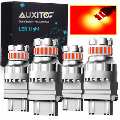#ad 4x AUXITO 3157 3156 Red LED Brake Tail Stop Signal Light Bulb Error Free EXV $20.89