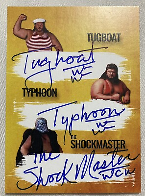 #ad Tugboat Typhoon Shockmaster triple auto card wwe wcw signed $25.00