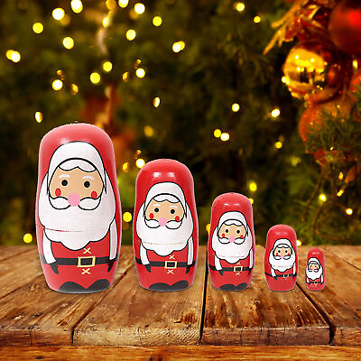 #ad 5pcs Stacking Doll Toy Eye catching Widely Use Portable Santa Claus Nesting Doll $11.54