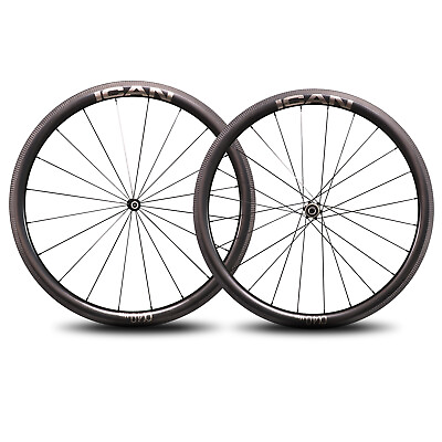 #ad #ad ICAN Alpha 40 Max 1435g Carbon Road Bike Wheelset 700C Rim Brake 25mm Depth $650.00