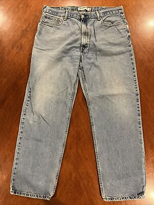 Levis 550 Mens Jeans Blue 40x32 Light Wash Denim Distressed Pants Relaxed Fit $14.99