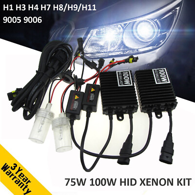#ad 100W 150W Car HID Xenon Headlight Bulb Ballast Kit H1 H3 H4 H7 H8 9 11 9005 9006 $61.29