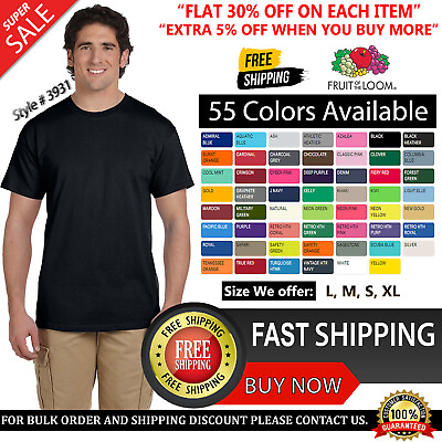 Fruit Of The Loom Men#x27;s T Shirt Casual Blank HD Cotton Crew Plain T Shirt 3931 $9.50