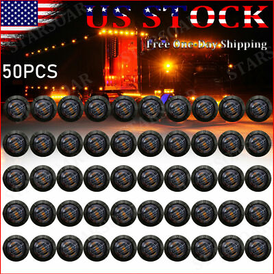 #ad 50x Amber 3 LED Truck Trailer Marker Lights 3 4quot; Smoked 12V Side Bullet Light $49.95