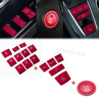 #ad Red P Brake Hold Window Engine Start Push Button Cover For Toyota Camry 2018 23 $44.99