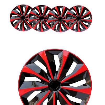 #ad SET OF 4 Hubcaps for Aveo5 Kia Blackamp;Red Wheel Covers 15quot; Tire Hub Caps R15 $47.78