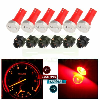 #ad 6x T5 17 74 73 37 Red COB LED Bulb Instrument Gauge Cluster Light Replacement $9.06